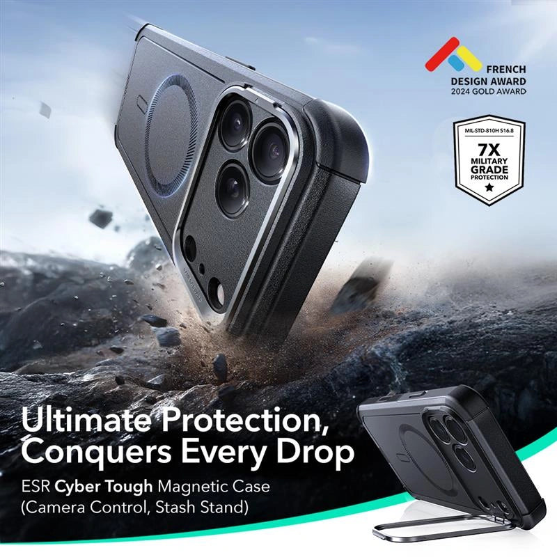 ESR iPhone 17 Pro Cyber Kickstand - Σκληρή Θήκη με Stand και MagSafe - Black