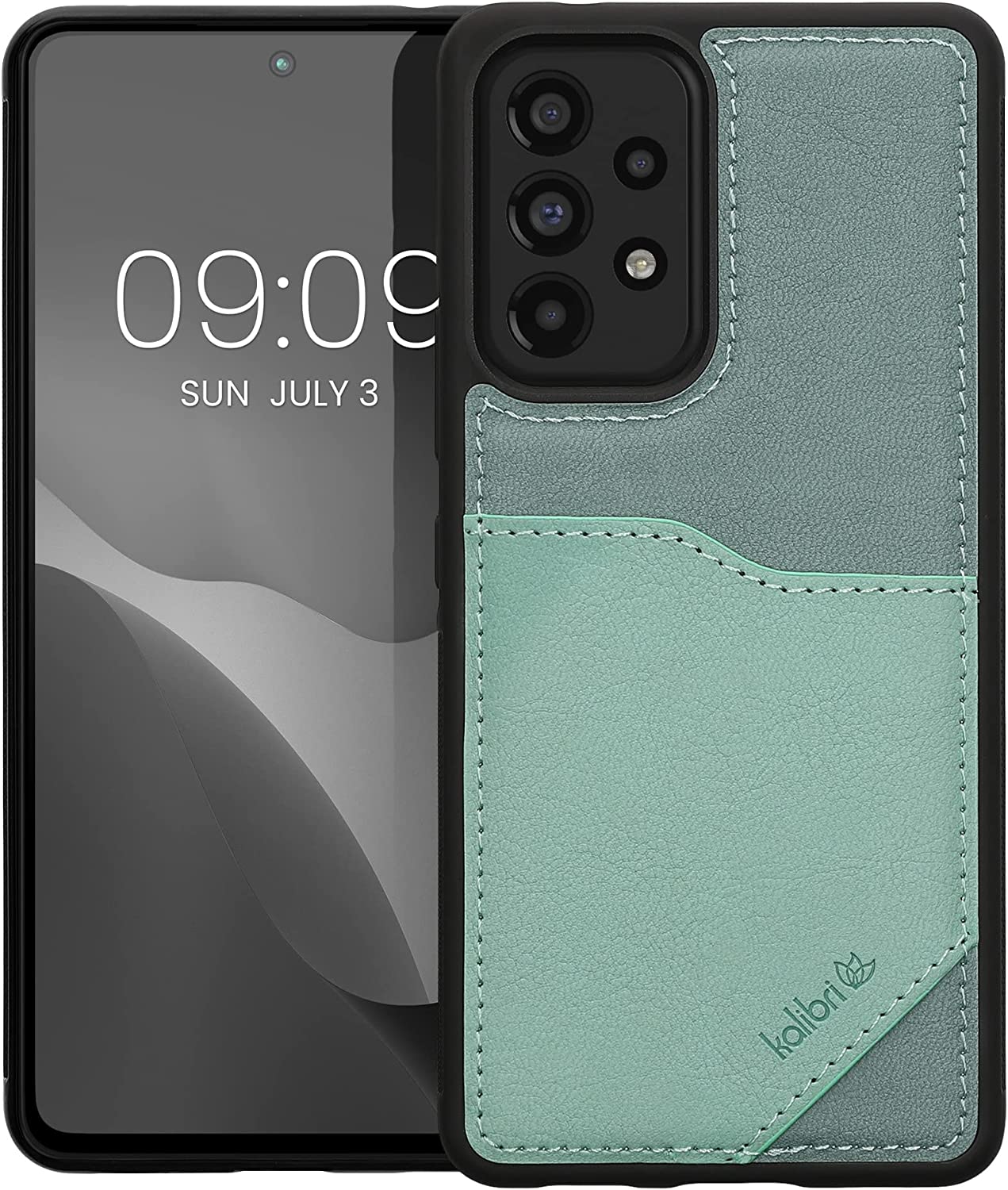 Kalibri Samsung Galaxy A53 5G Θήκη από Συνθετικό Δέρμα με Υποδοχή για Κάρτα - Mint Green / Grey Green - 59489.172