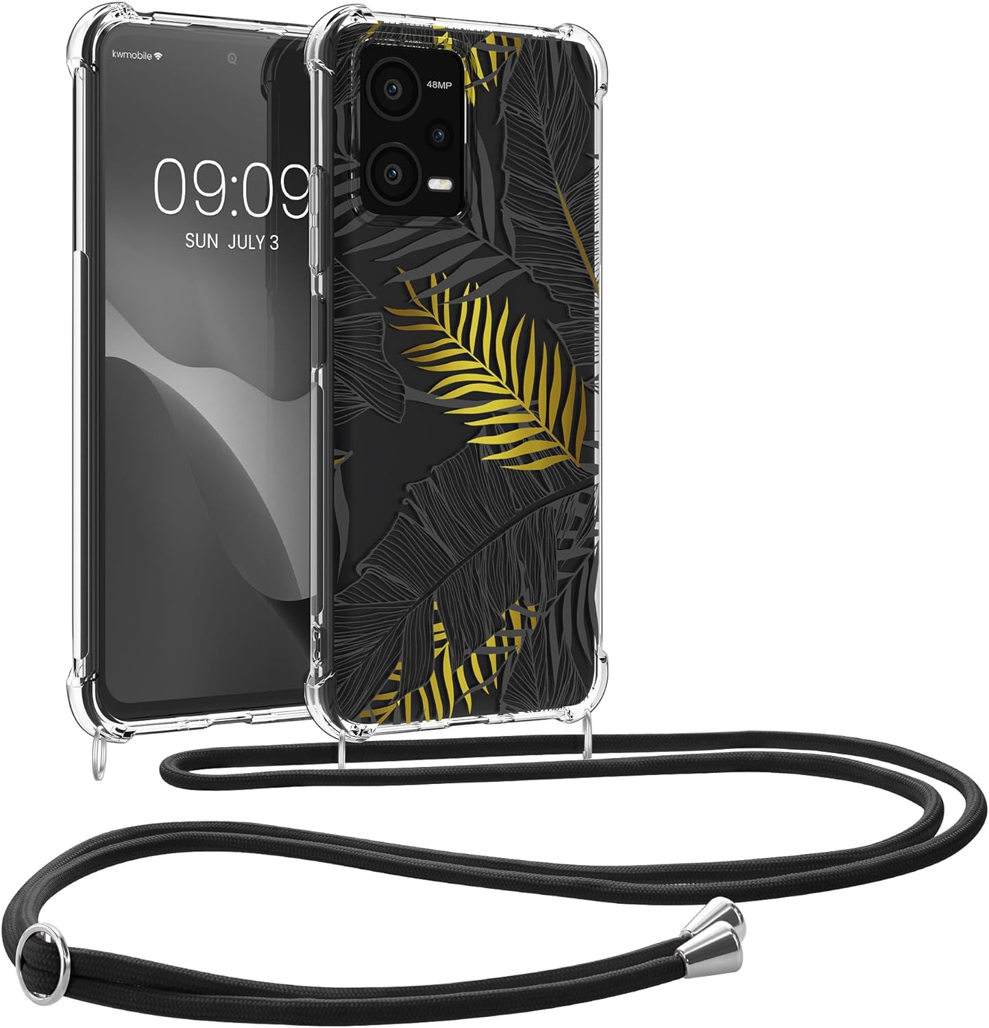KW Xiaomi Redmi Note 12 5G / Xiaomi Poco X5 5G Θήκη Σιλικόνης TPU με Λουράκι - Design Jungle - Yellow / Grey / Διάφανη - 60892.03
