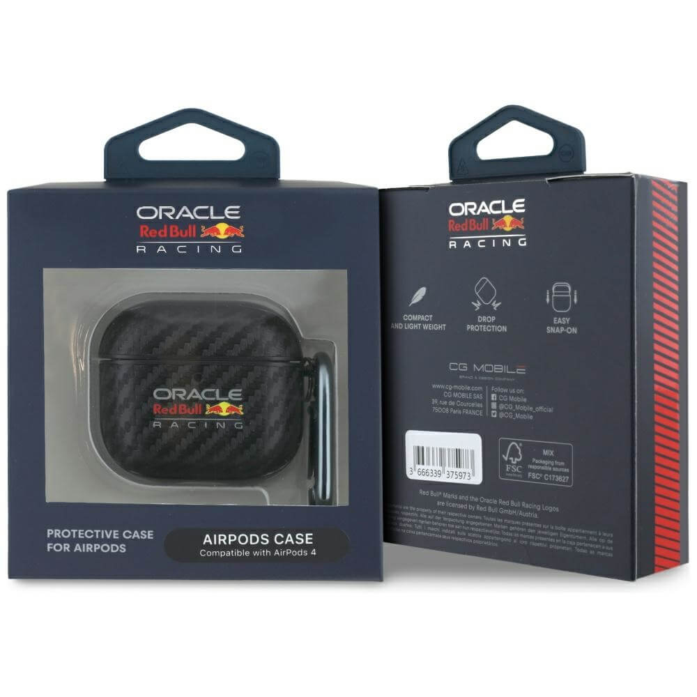 Red Bull AirPods 4 Θήκη από Σκληρό Πλαστικ΄΄ο - Carbon Logo - Black