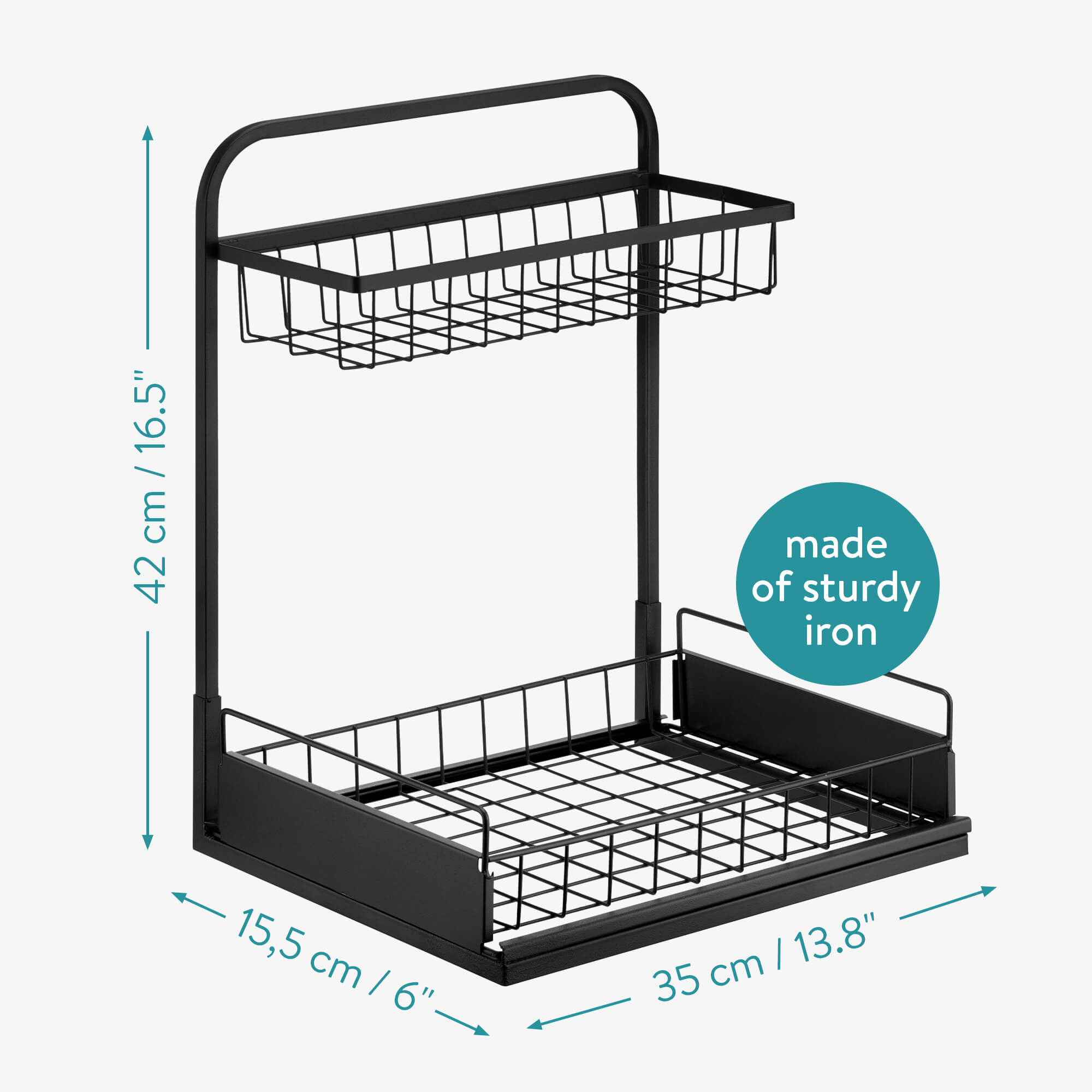 Navaris Μεταλλικό Ράφι με Συρτάρι - Black - 56667.01