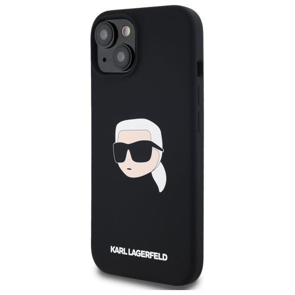Karl Lagerfeld iPhone 15 - Silicone Karl Head Print - Θήκη Σιλικόνης με MagSafe - Black - KLHMP15SSKHPPLK