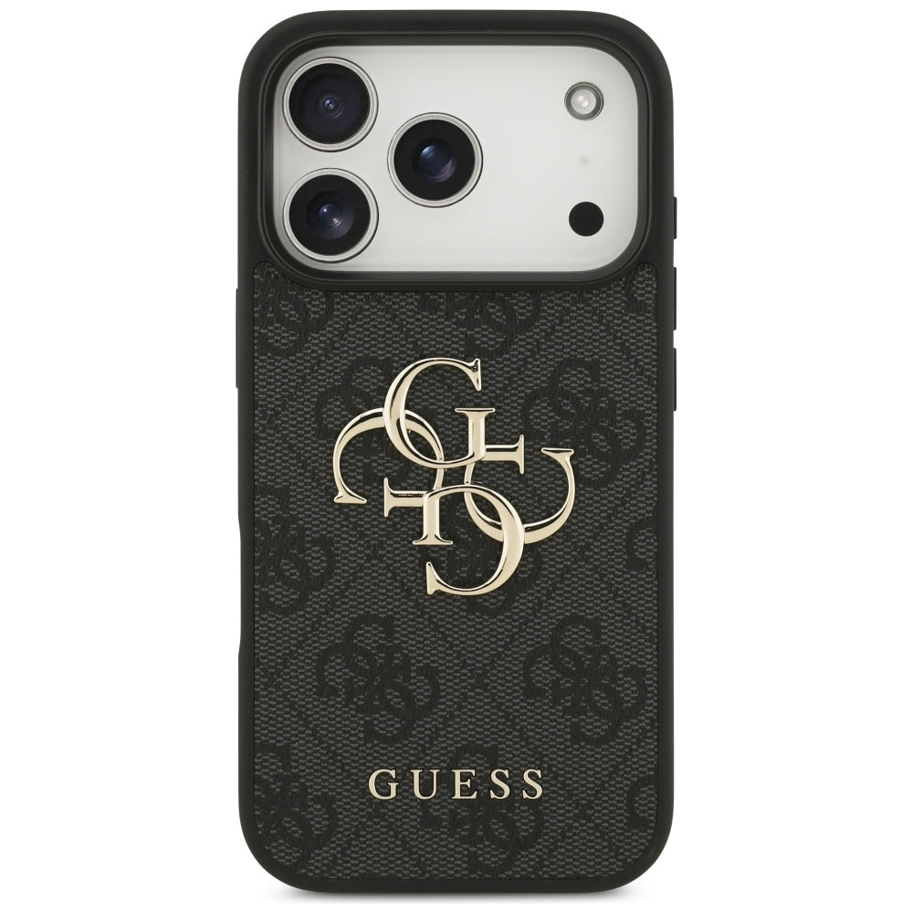 Guess iPhone 17 Pro - 4G Big Logo - Σκληρή Θήκη με Πλαίσιο Σιλικόνης και Επένδυση Συνθετικού Δέρματος - Black - GUHCP17L4GMGGR