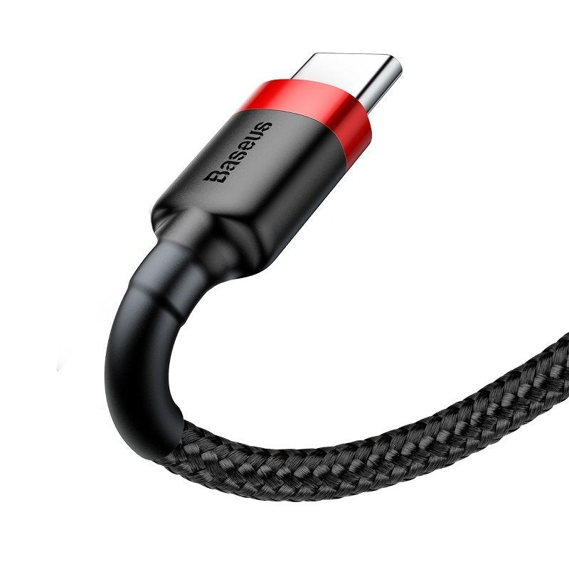 Baseus Cafule Cable Type-C 3A - Καλώδιο Γρήγορης Φόρτισης Type-C 1M - Black / Red - CATKLF-B91