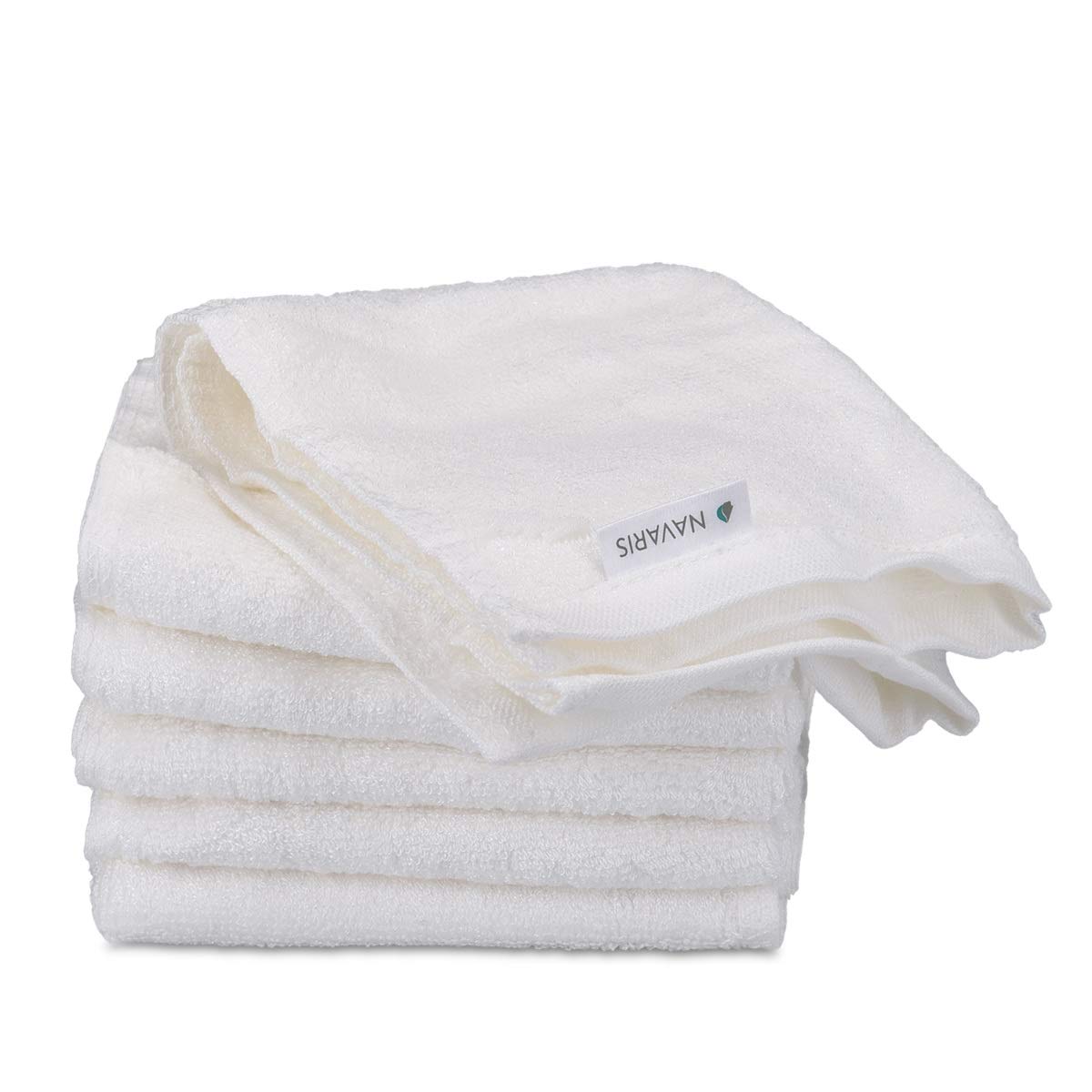 Navaris Bamboo Wash Cloths Pack of 6 Σετ με 6 Πετσέτες από Bamboo - 25 x 25 cm - White - 48734.02.06