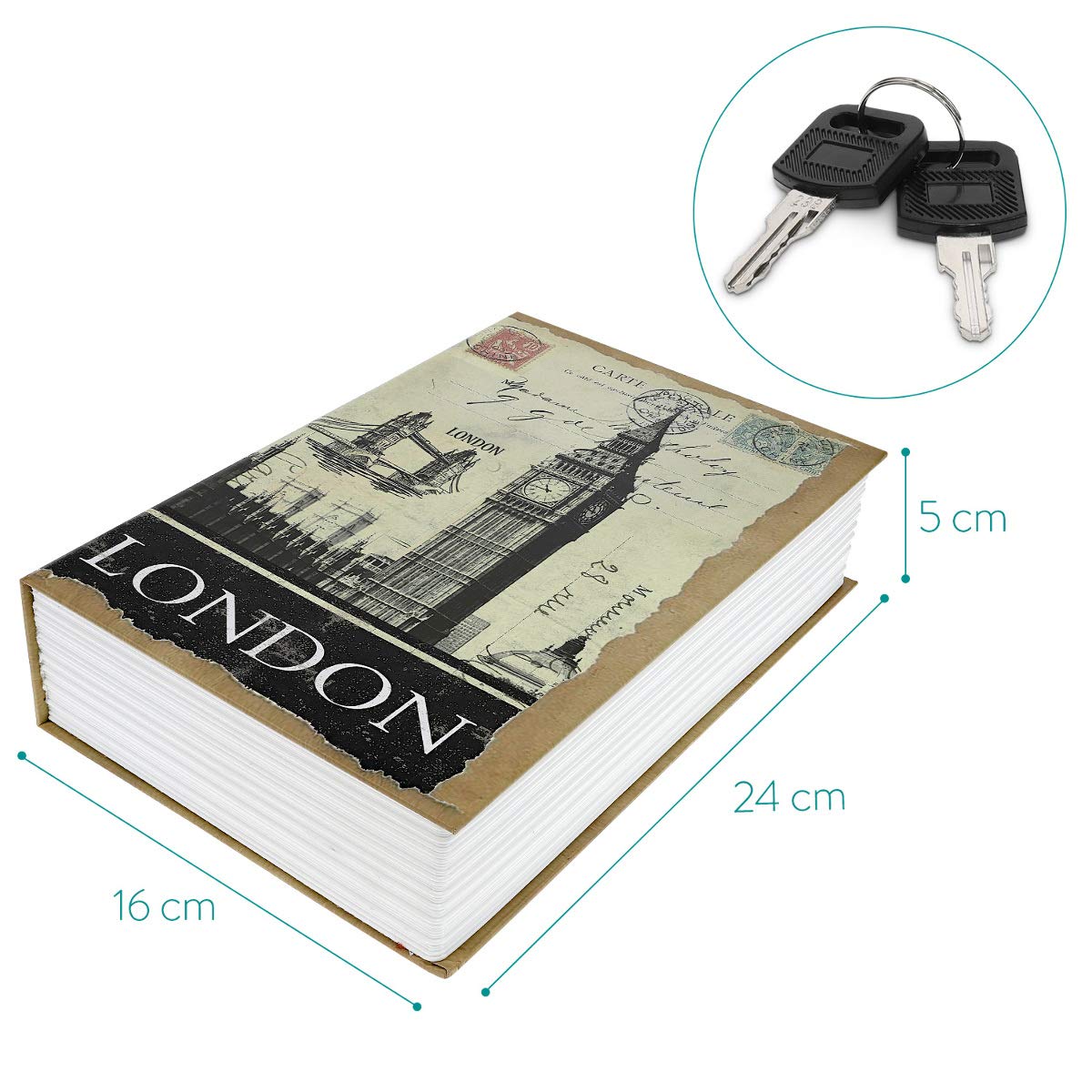 Navaris Βιβλίο Χρηματοκιβώτιο - Κρύπτη με Κλειδαριά - 24 x 16 x 5 εκ - Design London - 50562.2