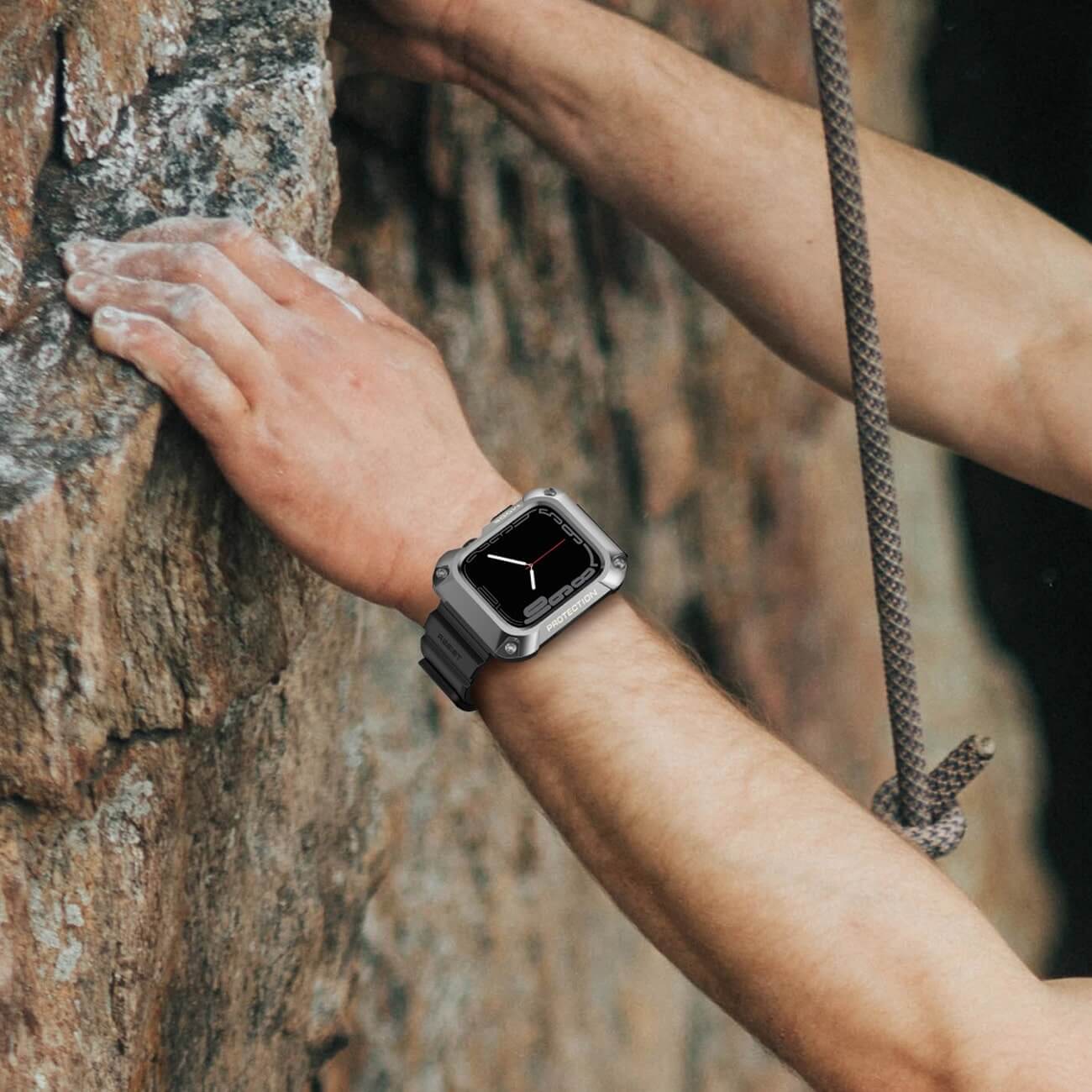 Kingxbar CYF134 2in1 Λουράκι Apple Watch 4 / 5 / 6 / SE / SE 2 - 44 mm Armored Θήκη Προστασίας με - Silver