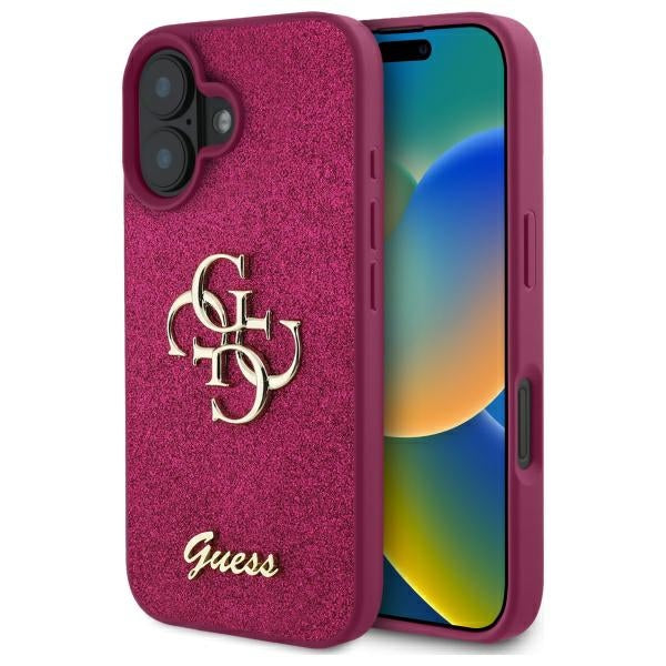Guess iPhone 16 - Fixed Glitter Big 4G - Σκληρή Θήκη με Πλαίσιο Σιλικόνης - Purple - GUHCP16SHG4SGU