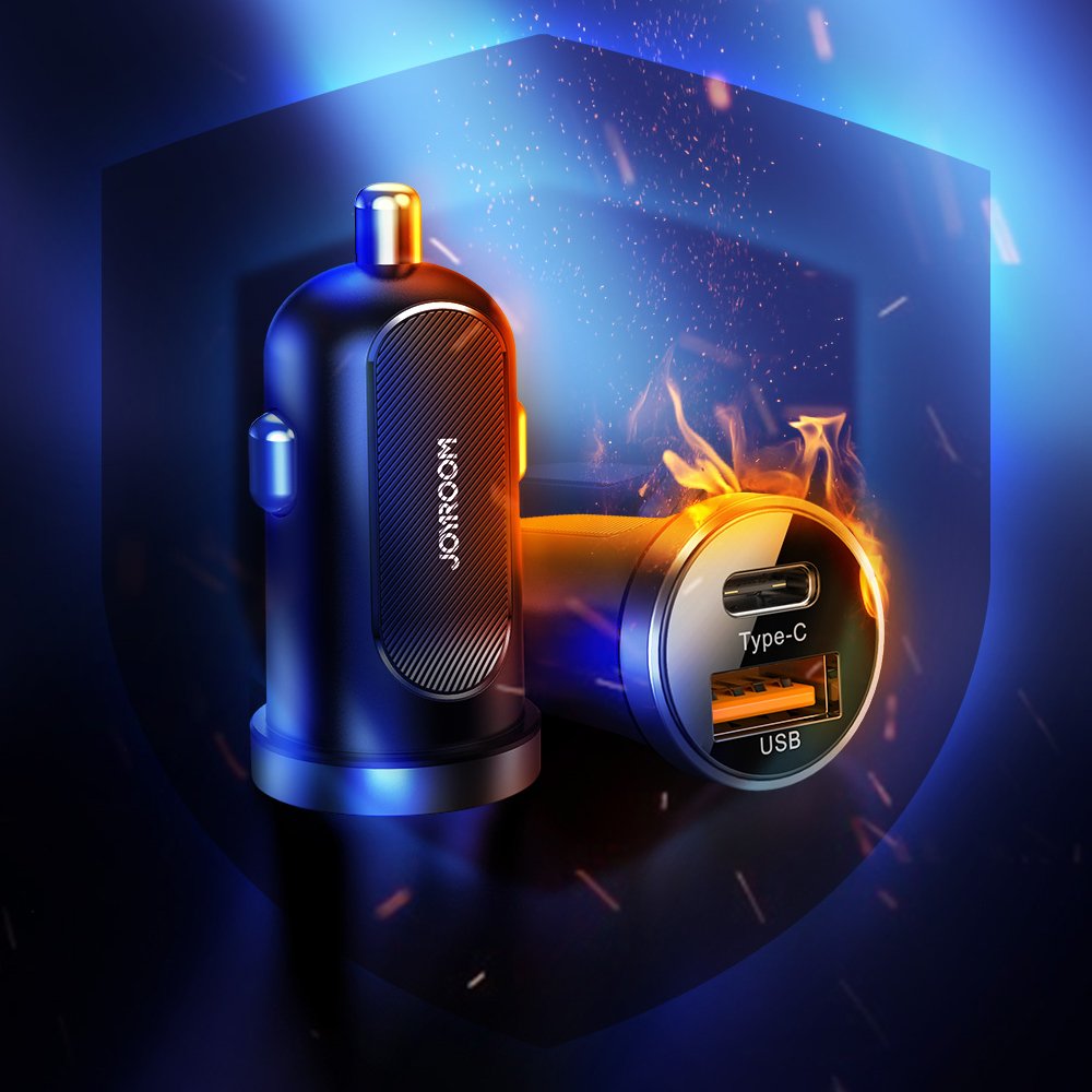 Joyroom C-A08 Φορτιστής Αυτοκινήτου Γρήγορης Φόρτισης με 1 Θύρα USB και 1 Θύρα Type-C 5A PD 30W QC 3.0 - Black