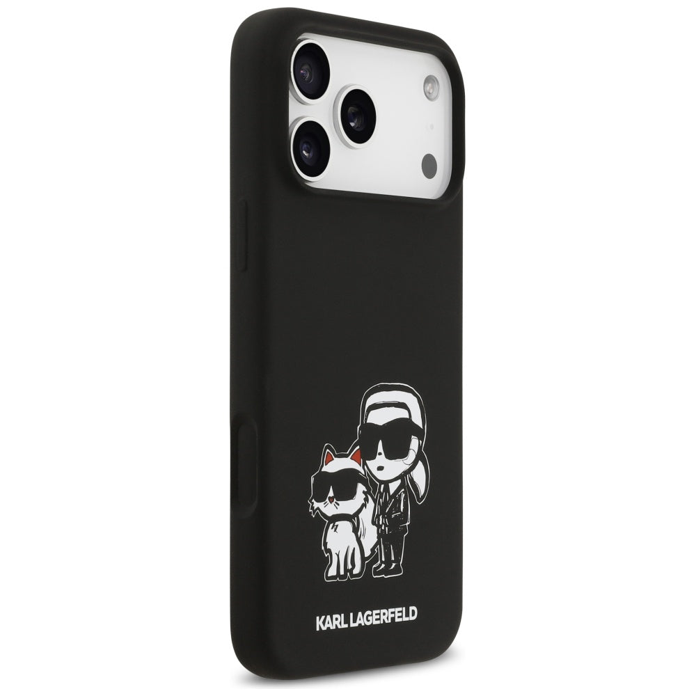 Karl Lagerfeld iPhone 17 Pro Max - Silicone K/C Sketch and Logo MagSafe - Σκληρή Θήκη με Πλαίσιο Σιλικόνης - Black - KLHMP17XSKCGRGOK