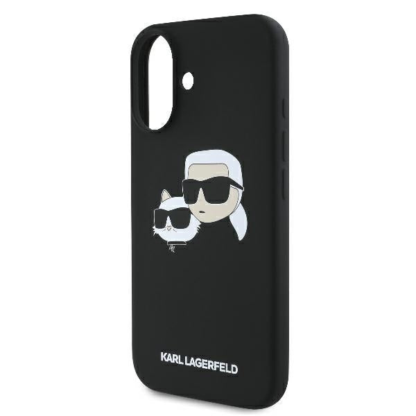 Karl Lagerfeld iPhone 16 - Silicone Double Heads Print - Θήκη Σιλικόνης με MagSafe - Black - KLHMP16SSKCHPPLK