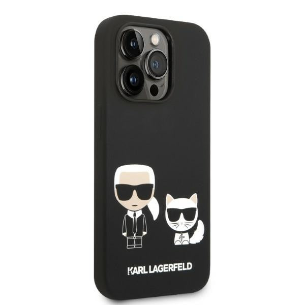 Karl Lagerfeld iPhone 14 Pro Liquid Silicone Karl and Choupette Θήκη Σιλικόνης με MagSafe - Black - KLHMP14LSSKCK