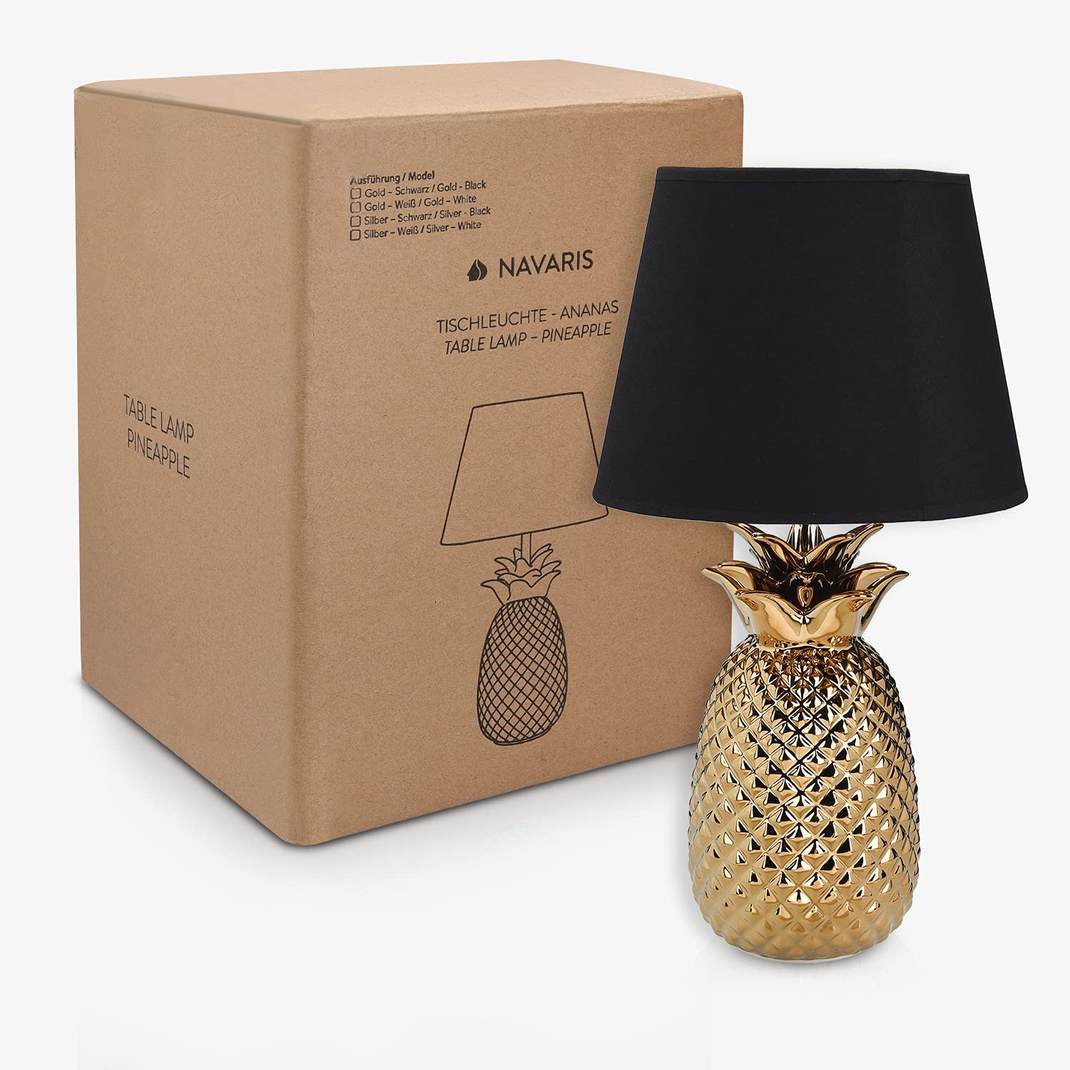 Navaris Desk Lamp Επιτραπέζιο Φωτιστικό - Ανανάς - 35cm - Gold / Black - 49150.66.01