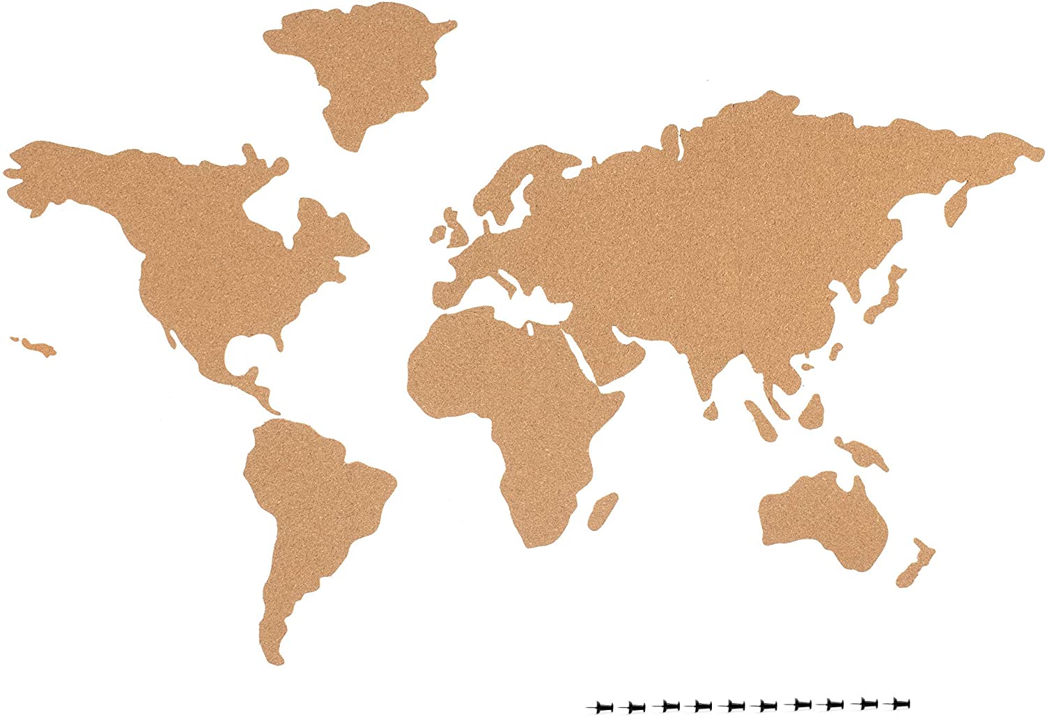 Navaris Cork Notice Board - Πίνακας Ανακοινώσεων με Πινέζες - Design World Map - Brown - 53172.1