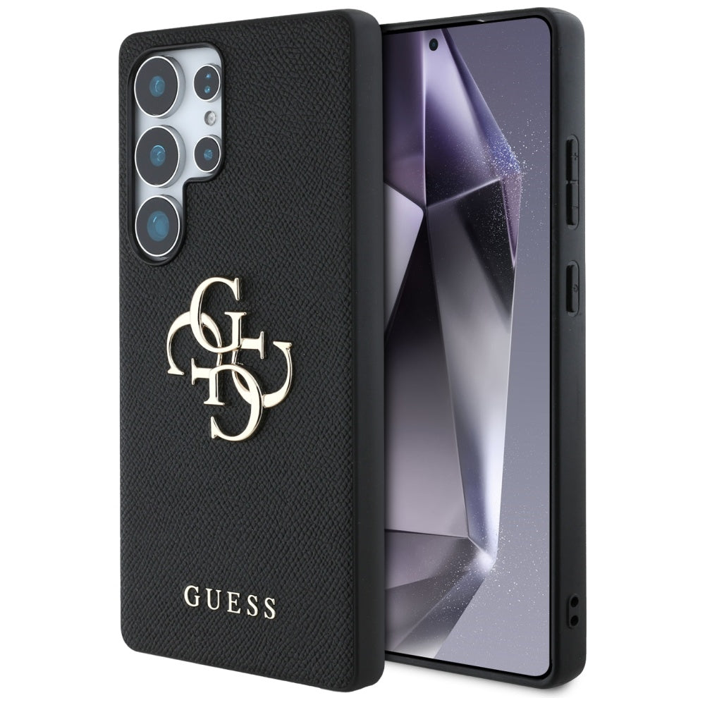 Guess Samsung Galaxy S25 Ultra - Grained Big 4G Logo Small Classic Logo - Σκληρή Θήκη με Επένδυση από Οικολογικό Δέρμα - Black - GUHCS25LPGT4MBK