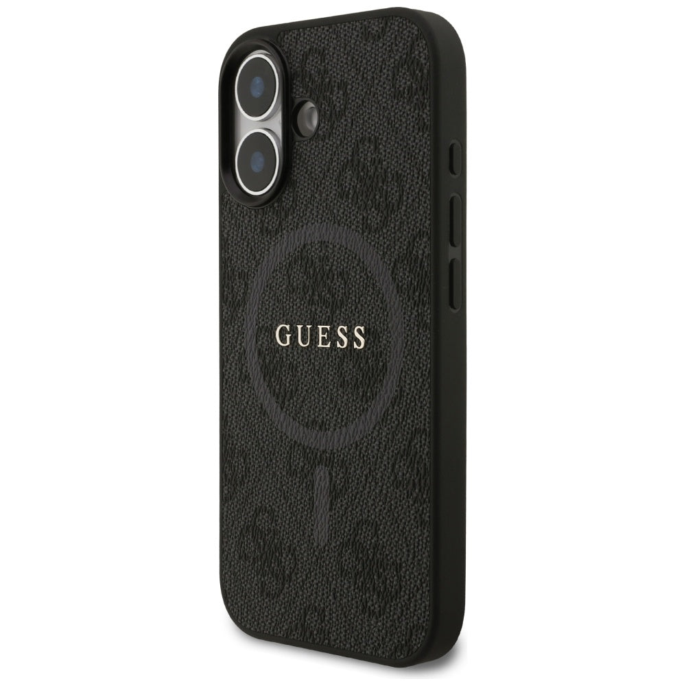 Guess iPhone 17 - 4G Ring Classic Logo MagSafe - Σκληρή Θήκη με Πλαίσιο Σιλικόνης και Επένδυση Συνθετικού Δέρματος - Black - GUHMP17SG4GFRK