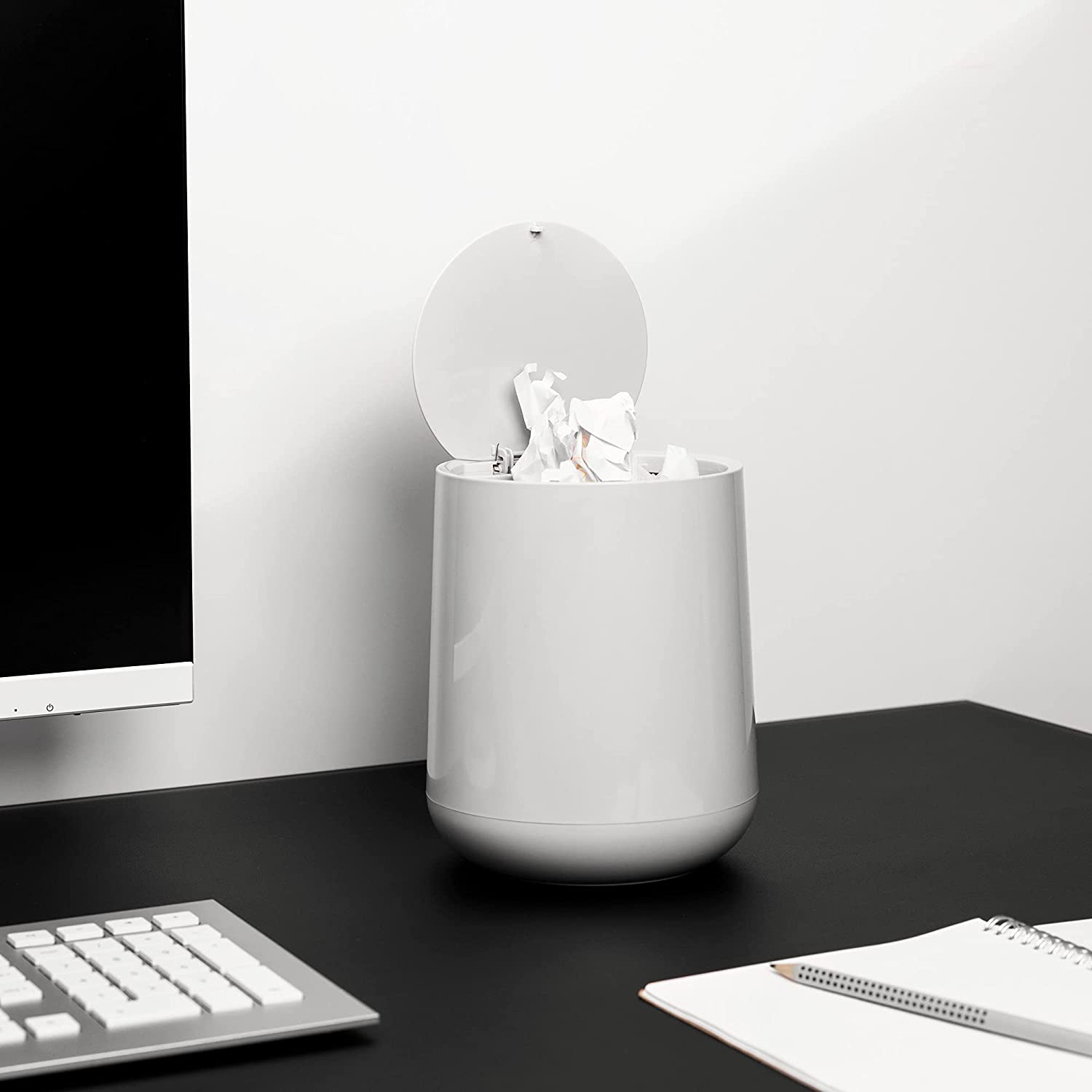 Navaris Μίνι Κάδος Απορριμμάτων Γραφείου με Καπάκι - Grey - 54187.22