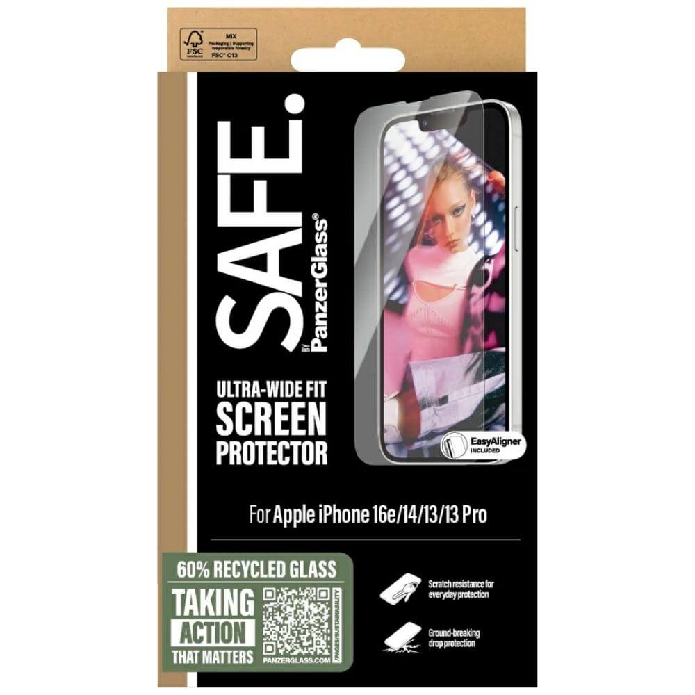 Safe by PanzerGlass iPhone 13 / 13 Pro / 14 / 16e - Ultra-Wide Fit Tempered Glass Αντιχαρακτικό Γυαλί Οθόνης - Διάφανο