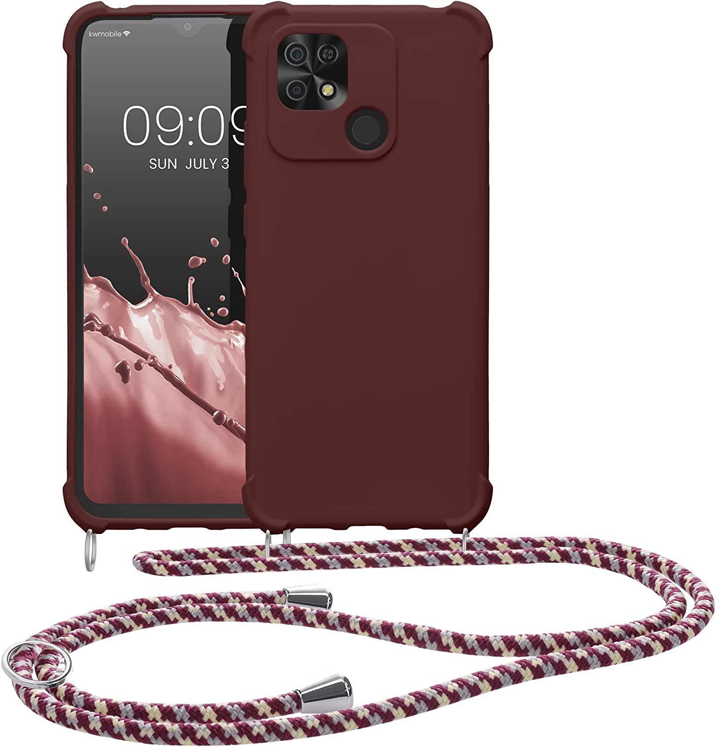 KW Xiaomi Redmi 10C Θήκη Σιλικόνης TPU με Λουράκι - Bordeaux Violet - 59233.187