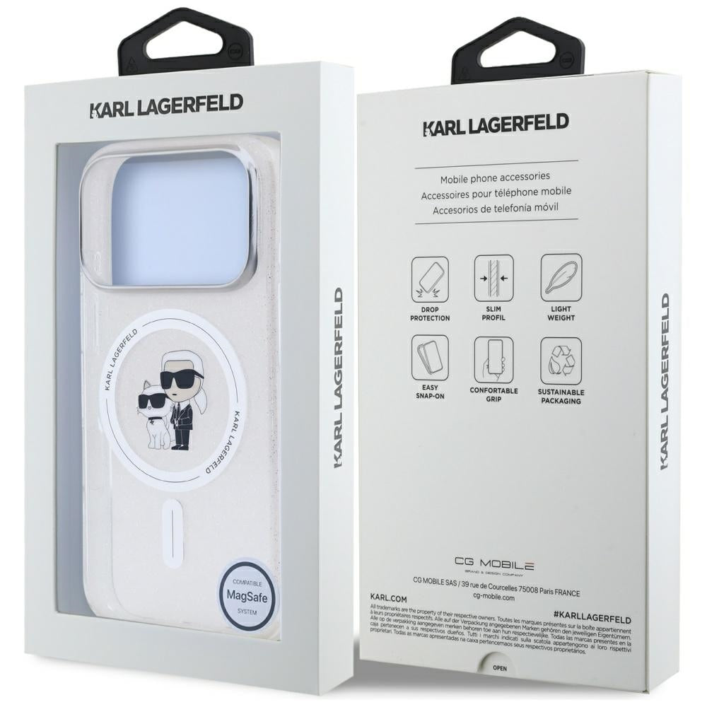 Karl Lagerfeld iPhone 17 Pro - IML Karl Choupette Glitter MagSafe - Σκληρή Θήκη με Πλαίσιο Σιλικόνης - Clear - KLHMP17LHGKCNOT
