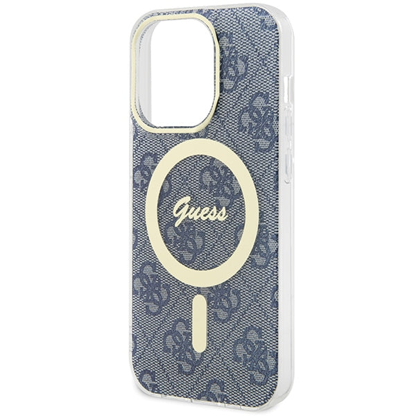 Guess iPhone 15 Pro IML 4G MagSafe Σκληρή Θήκη με Πλαίσιο Σιλικόνης και MagSafe - Blue - GUHMP15LH4STB