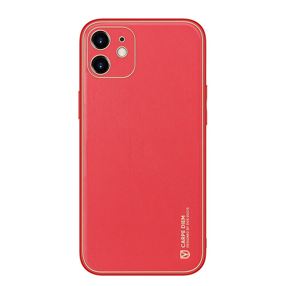 Dux Ducis iPhone 12 Yolo Elegant Series Θήκη με Επένδυση Συνθετικού Δέρματος - Red