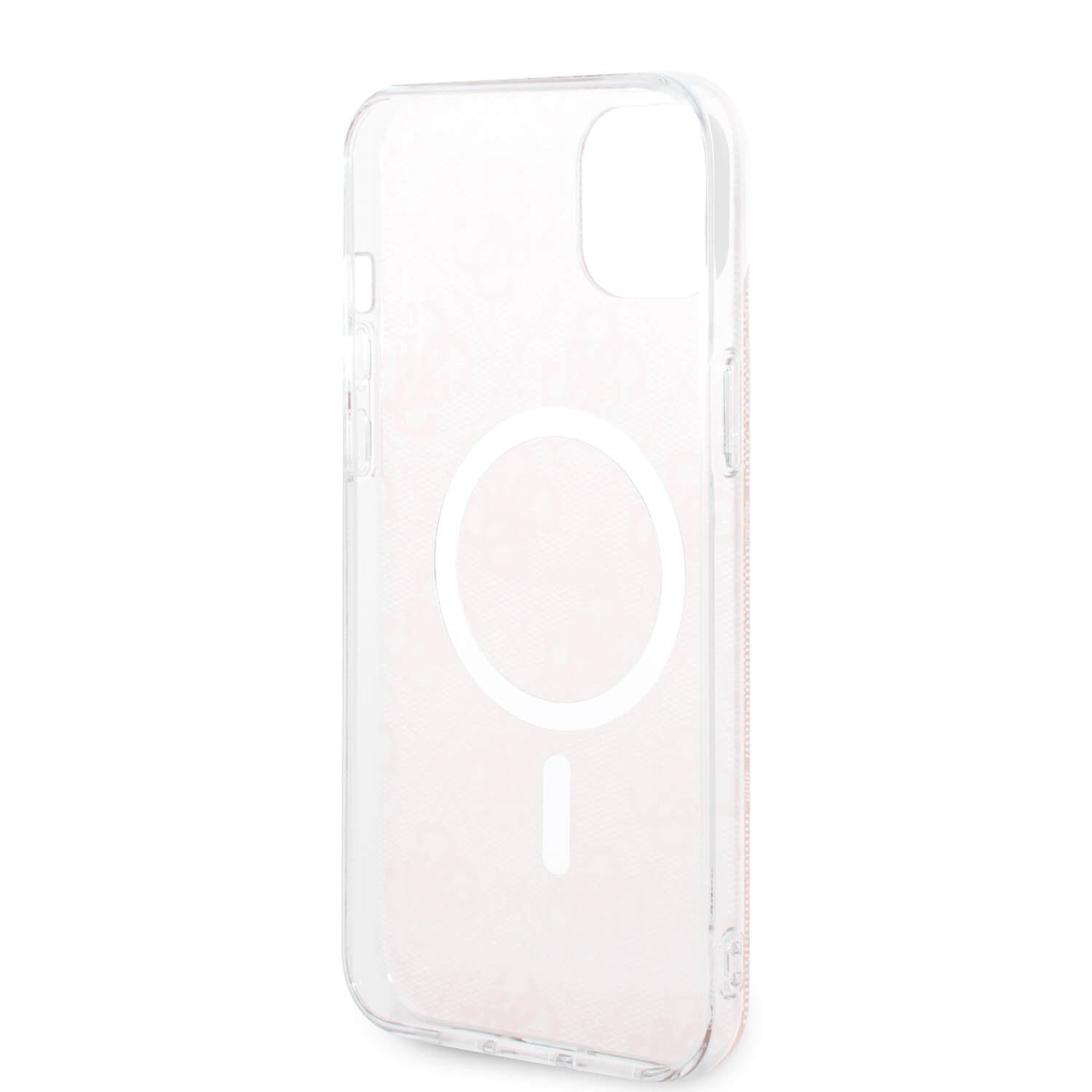 Guess iPhone 15 Plus / 14 Plus - Bundle Pack - Σετ Σκληρή Θήκη με Πλαίσιο Σιλικόνης και Ασύρματος Φορτιστής MagSafe - Design 4G Print MagSafe - Pink - GUBPP14MH4EACSP