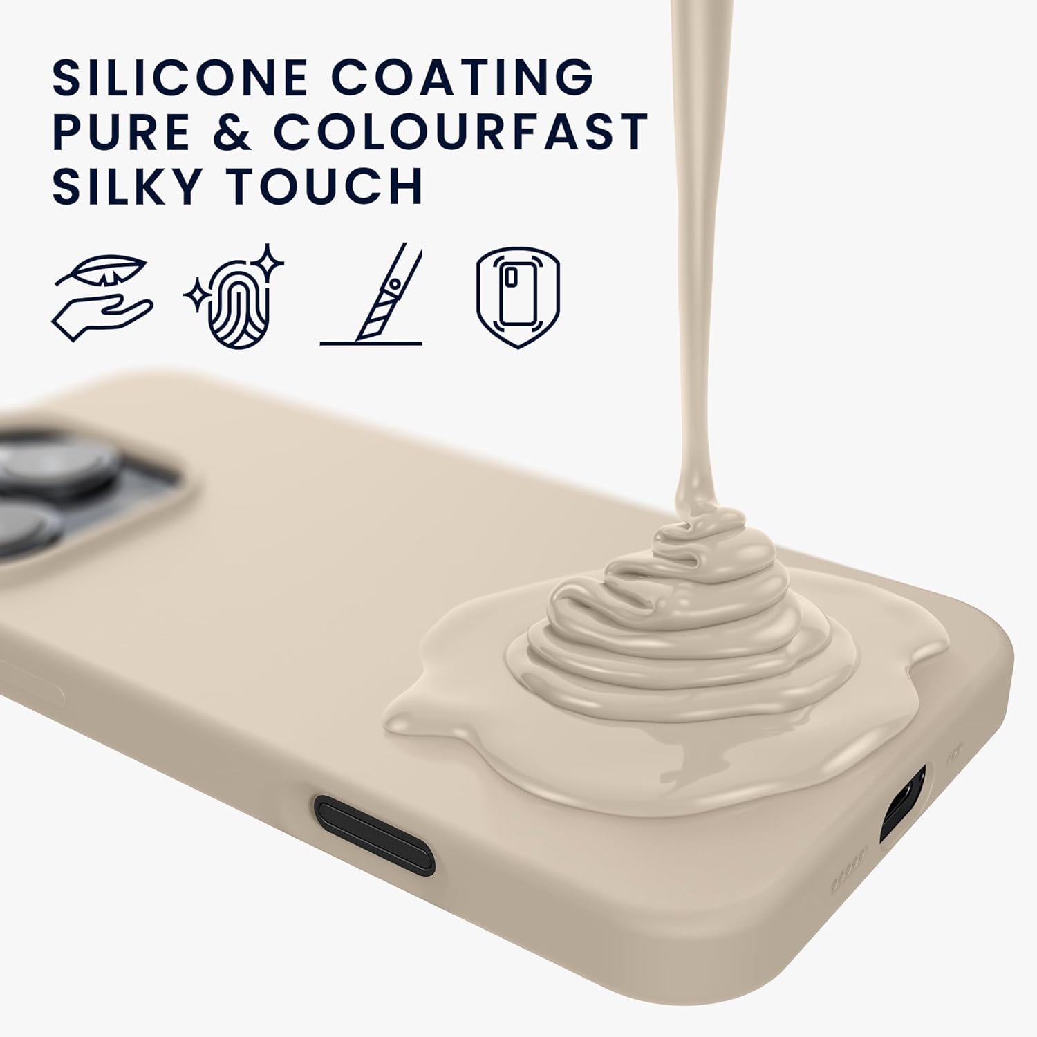 KW iPhone 16 Pro Θήκη Σιλικόνης Rubberized TPU - Cream