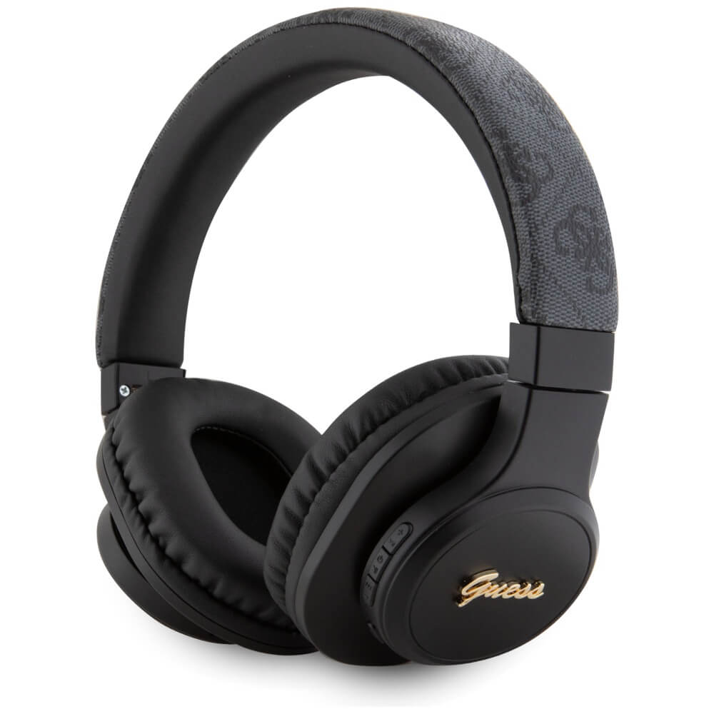 Guess Over-Ear 4G Leather Tone On Tone Script - Ασύρματα Bluetooth Ακουστικά - Black