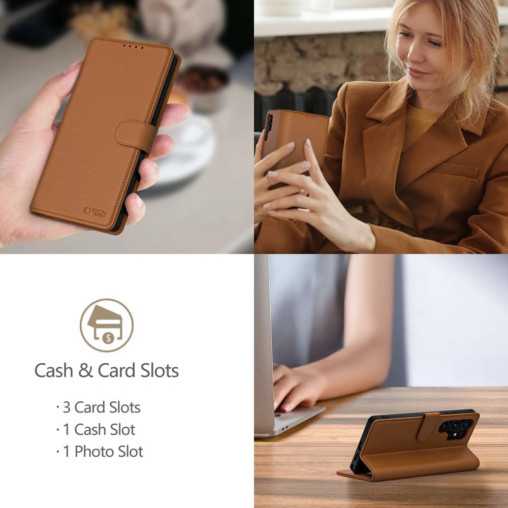 Tech-Protect iPhone 16e Θήκη Πορτοφόλι Stand από Δερματίνη - Brown