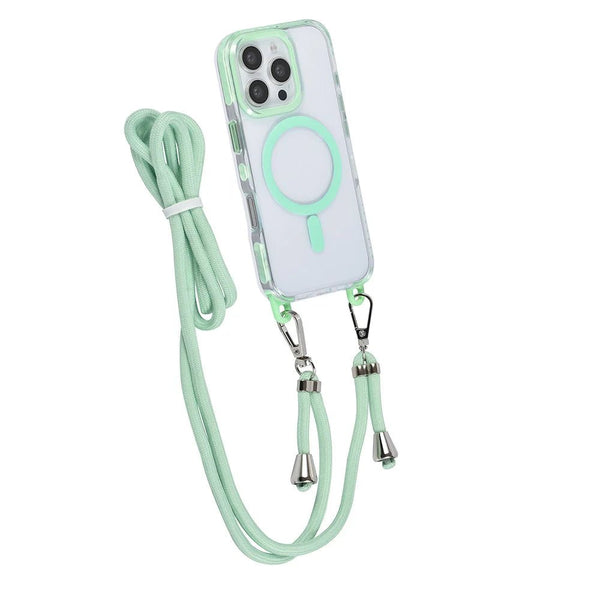 Tuniq iPhone 16 Pro - MagSafe Σκληρή Θήκη με Πλαίσιο Σιλικόνης και Λουράκι - Διάφανη / Green