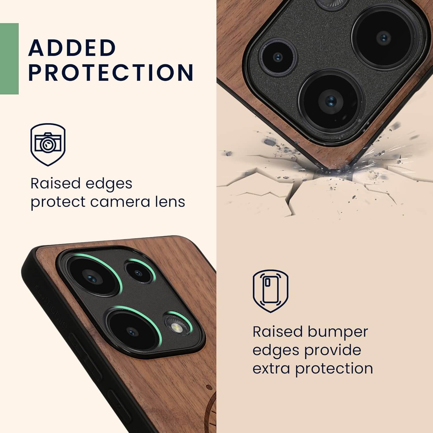 KW Xiaomi Redmi Note 13 Pro 4G Θήκη από Φυσικό Ξύλο - Design Compass Vintage - Dark Brown