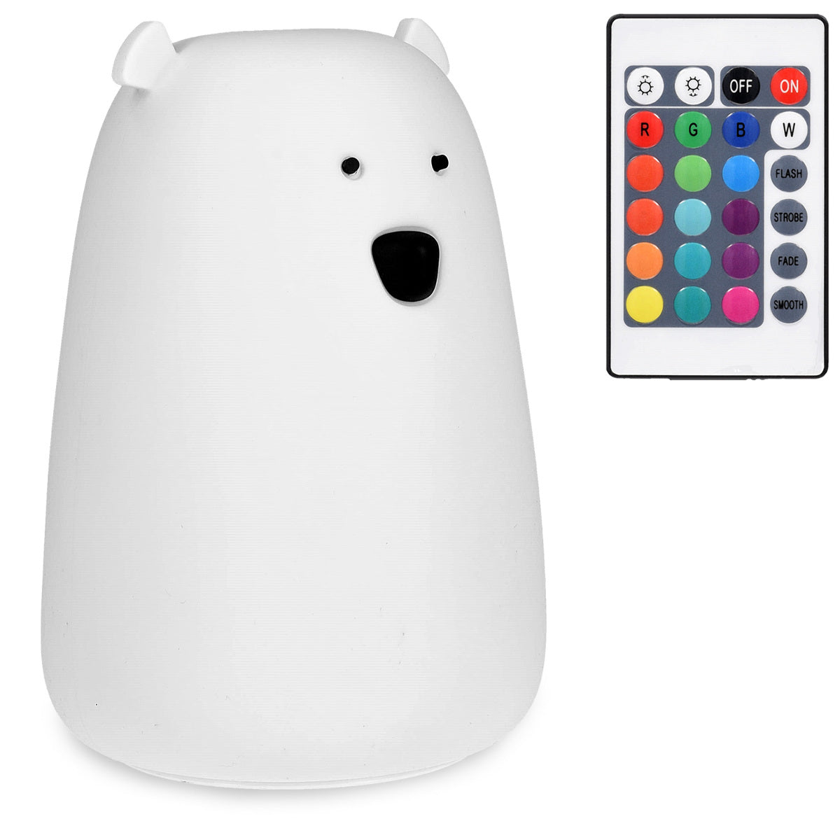 Navaris LED Bear Night Light RGB - Παιδικό Νυχτερινό Φως με Αλλαγή Χρωμάτων και Τηλεχειριστήριο - White - 45189.02