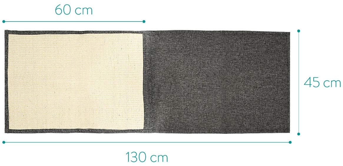 Navaris Cat Scratch Mat Sofa Shield - Προστατευτικό Καναπέ από Γρατζουνιές Γάτας - 130 x 45 cm - Dark Grey - White - 45105.19.02