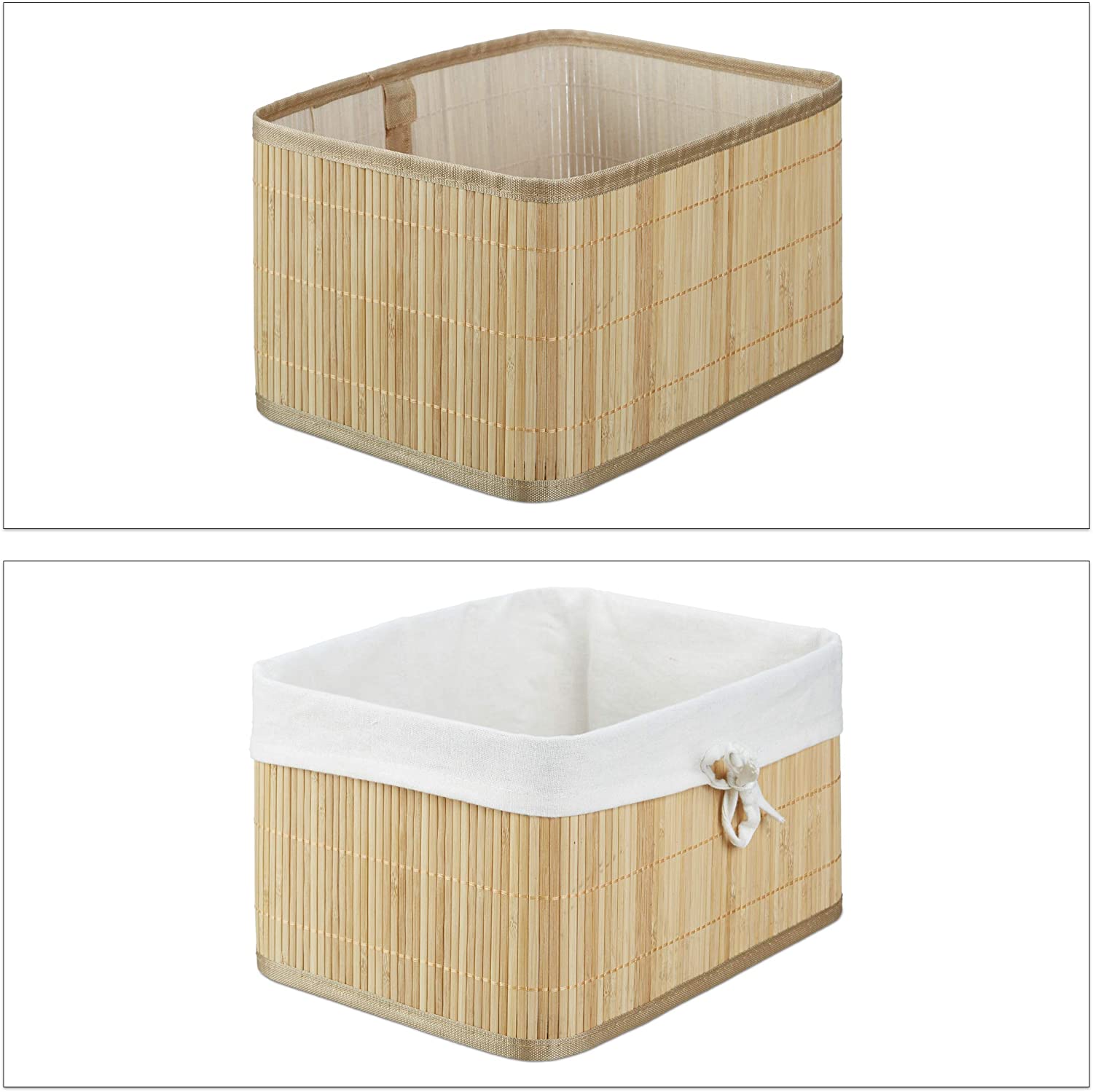 Relaxdays Σετ με 4 Καλάθια Αποθήκευσης από Bamboo - Natural - 4052025217860