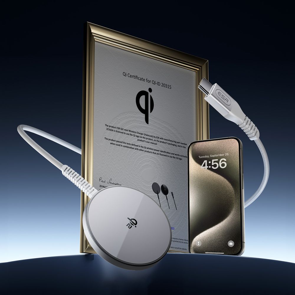 ESR HaloLock QI2 Mini Ασύρματος Φορτιστής MagSafe με Καλώδιο Type-C 15W - Silver