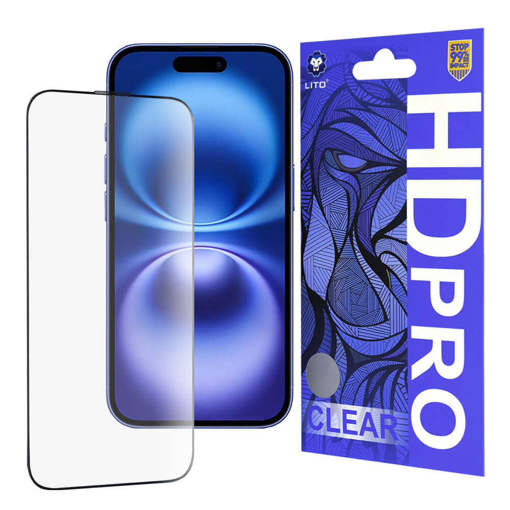 Lito iPhone 16 HD Pro Clear Αντιχαρακτικό Γυαλί Οθόνης - Black