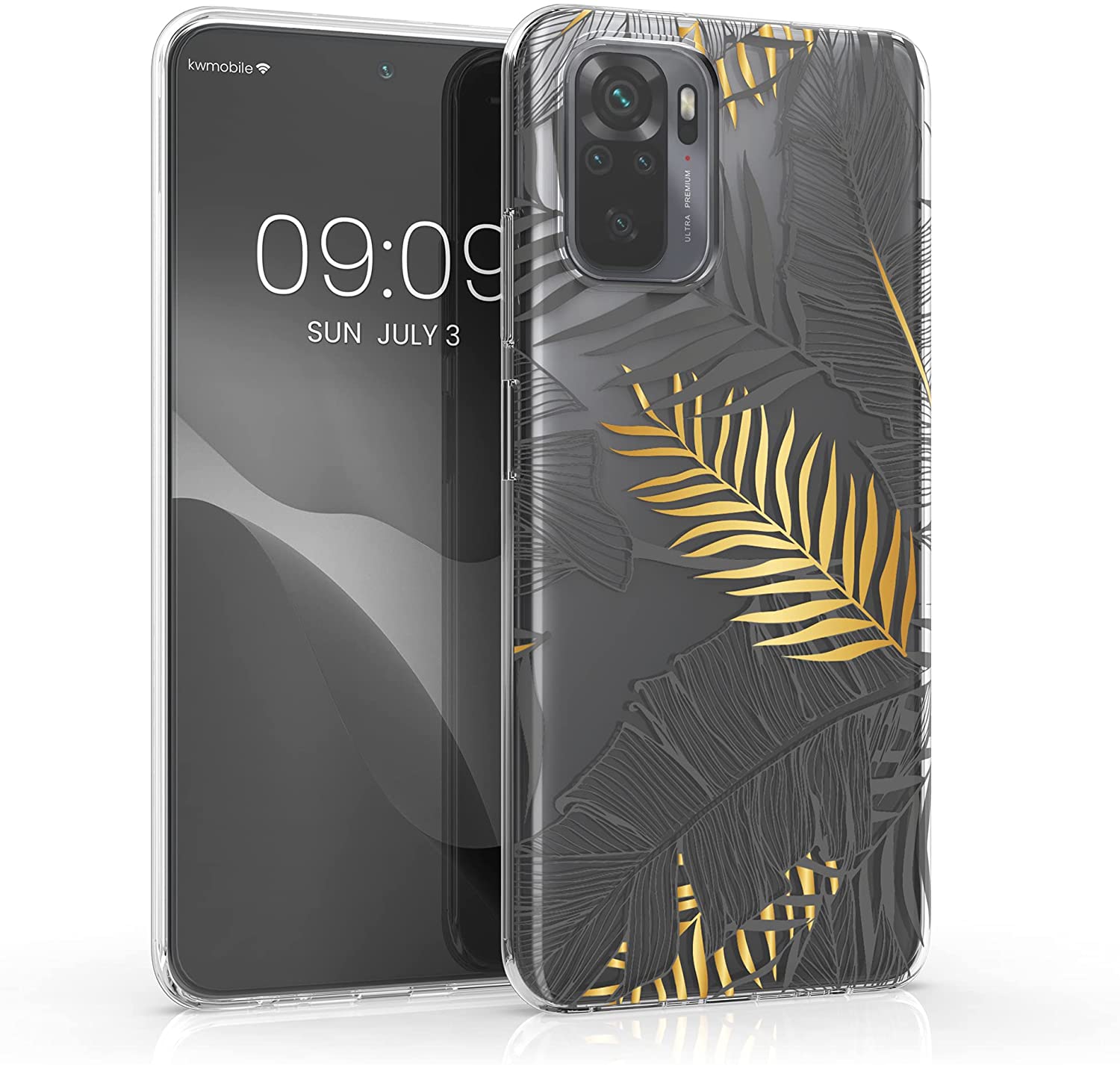 KW Xiaomi Redmi Note 10 / Note 10s / Poco M5s Θήκη Σιλικόνης TPU Design Jungle - Διάφανη / Gold / Grey - 54549.04