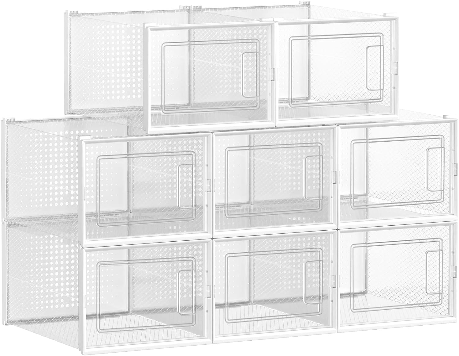 Songmics Σετ με 8 Κουτιά Αποθήκευσης Υποδημάτων - White / Διάφανα - LSP08MWT
