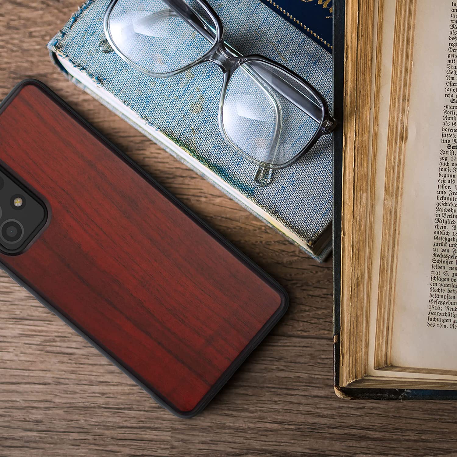 KW Samsung Galaxy A53 5G Θήκη από Φυσικό Ξύλο - Dark Red - 57997.20