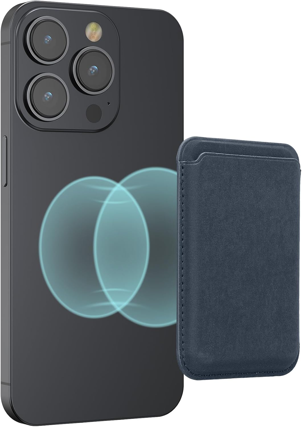 KW iPhone Μαγνητική Θήκη για Πιστωτικές Κάρτες από Συνθετικό Δέρμα - Caribbean Blue