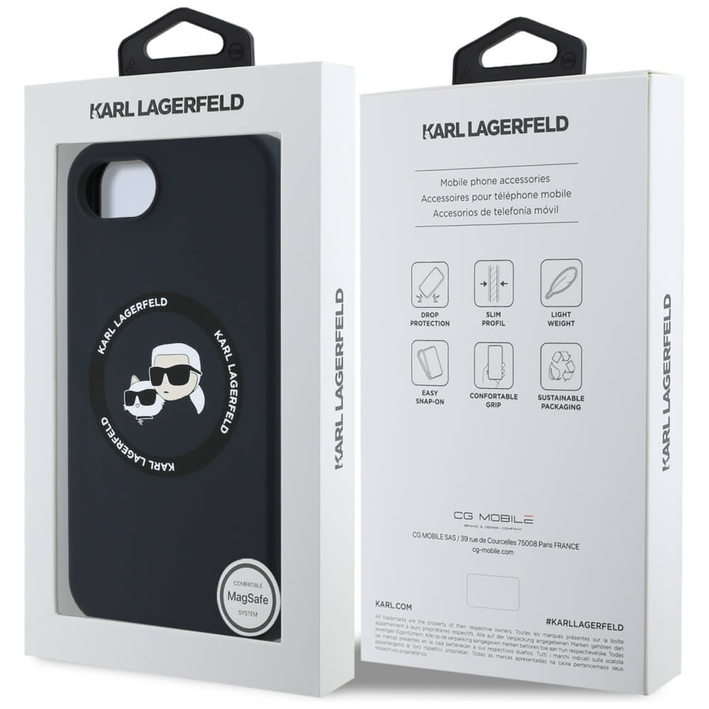 Karl Lagerfeld iPhone 16e - Silicone Karl and Choupette Heads - Θήκη Σιλικόνης με MagSafe - Black - KLHMPSE4SKCHTCK