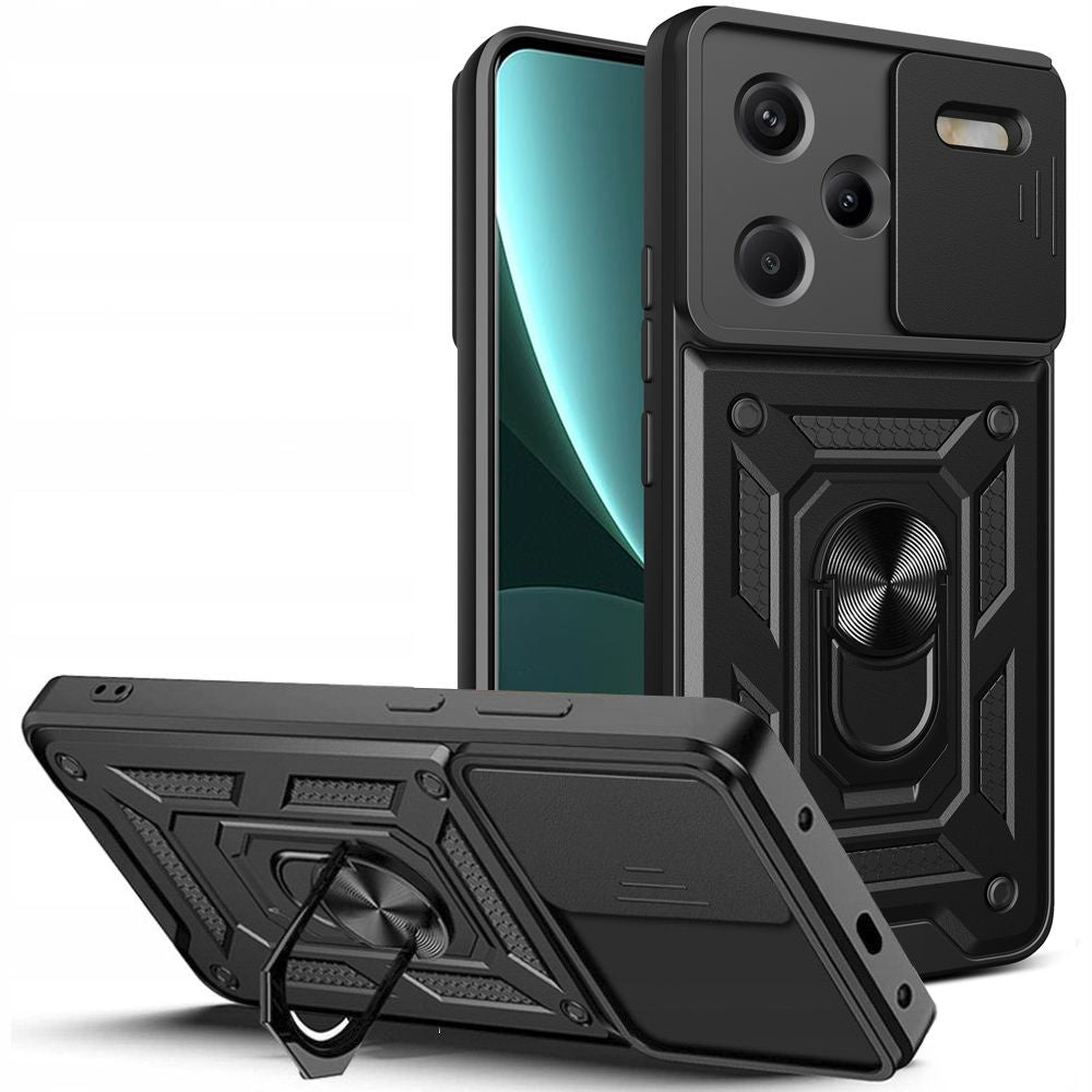 Tech-Protect Xiaomi Redmi Note 13 Pro+ 5G Camshield Pro Σκληρή Θήκη με Πλαίσιο Σιλικόνης και Δαχτυλίδι Συγκράτησης - Black