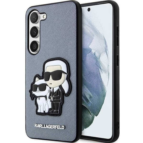 Karl Lagerfeld Samsung Galaxy S23+ - Saffiano Karl and Choupette Body Σκληρή Θήκη με Επένδυση Συνθετικού Δέρματος και Πλαίσιο Σιλικόνης - Grey - KLHCS23MSANKCPG
