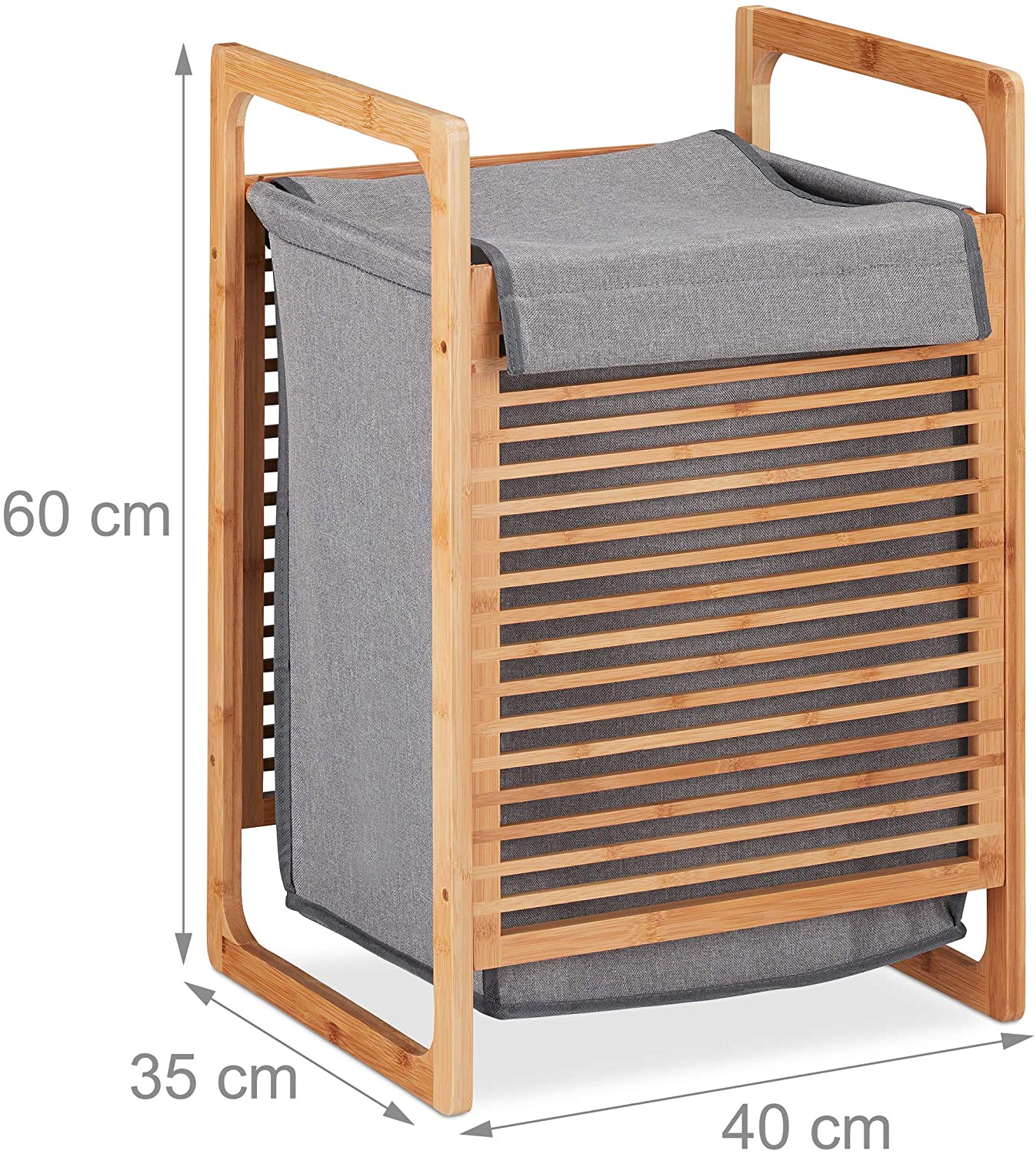 Relaxdays Κάδος Απλύτων από Μπαμπού - Natural / Grey - 4052025265052