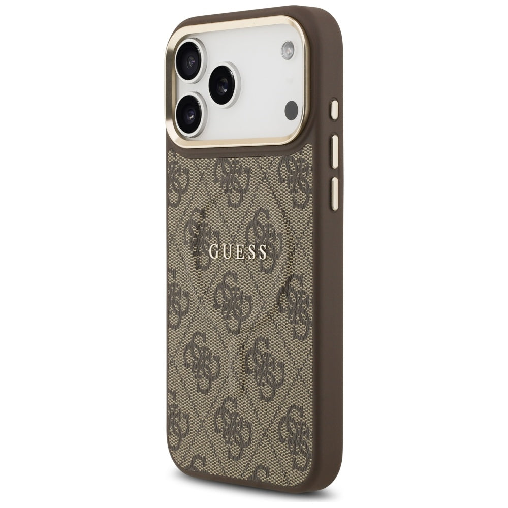 Guess iPhone 17 Pro Max - 4G PU Classic Logo MagSafe - Σκληρή Θήκη με Πλαίσιο Σιλικόνης και Επένδυση Οικολογικού Δέρματος - Brown - GUHMP17XP4MSEGCW