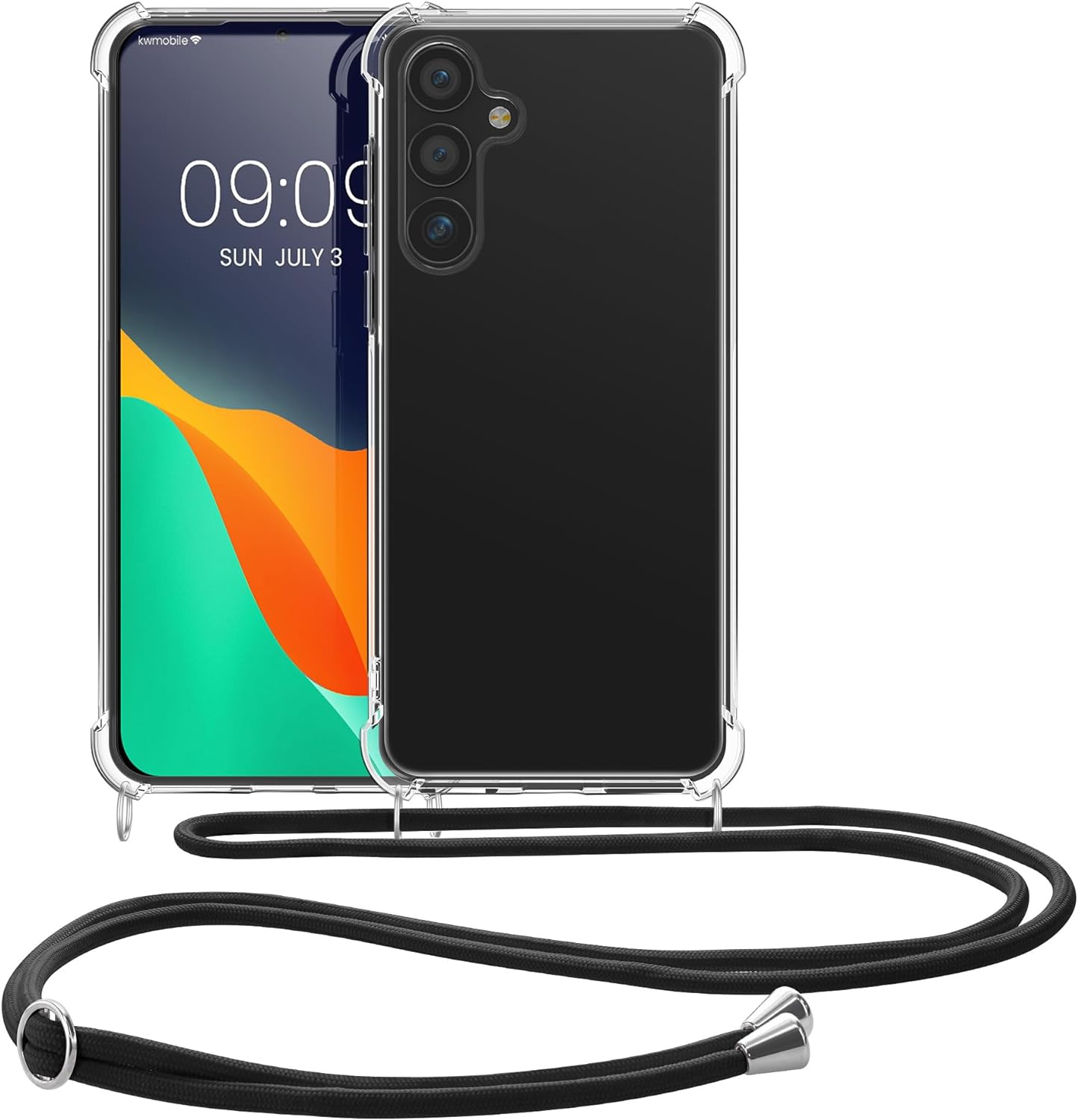 KW Samsung Galaxy S24 Θήκη Σιλικόνης TPU με Λουράκι - Διάφανη / Black