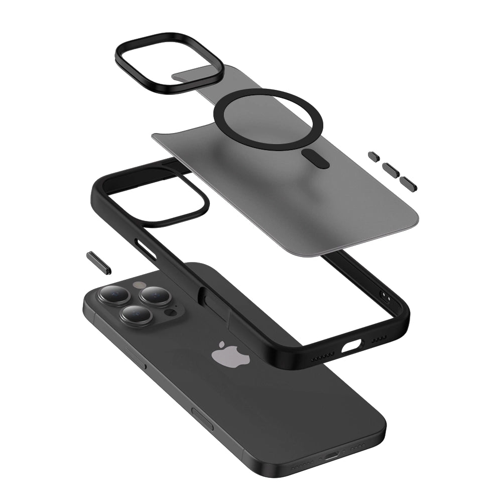 Crong iPhone 16 Pro Hybrid Frost Mag - Σκληρή Θήκη με Πλαίσιο Σιλικόνης και MagSafe - Black