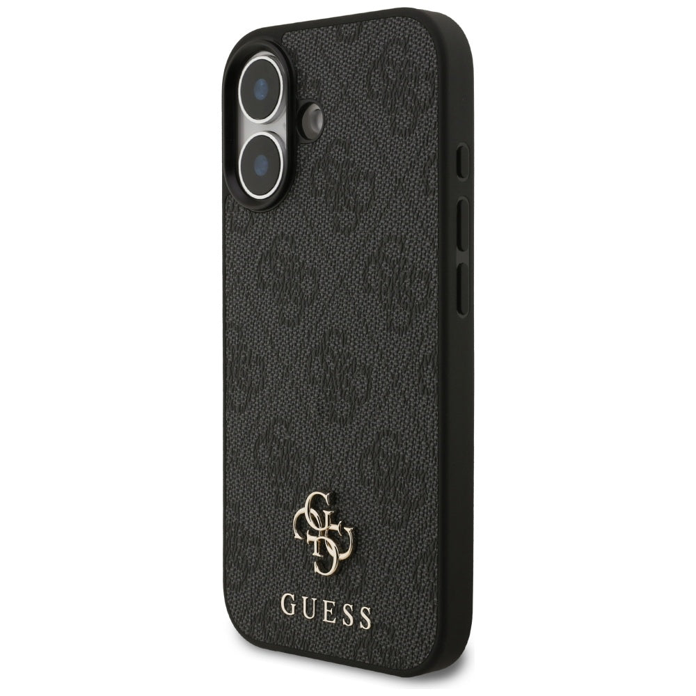 Guess iPhone 17 - 4G Small Classic Logo MagSafe - Σκληρή Θήκη με Πλαίσιο Σιλικόνης και Επένδυση Συνθετικού Δέρματος - Black - GUHMP17SP4SM4MK