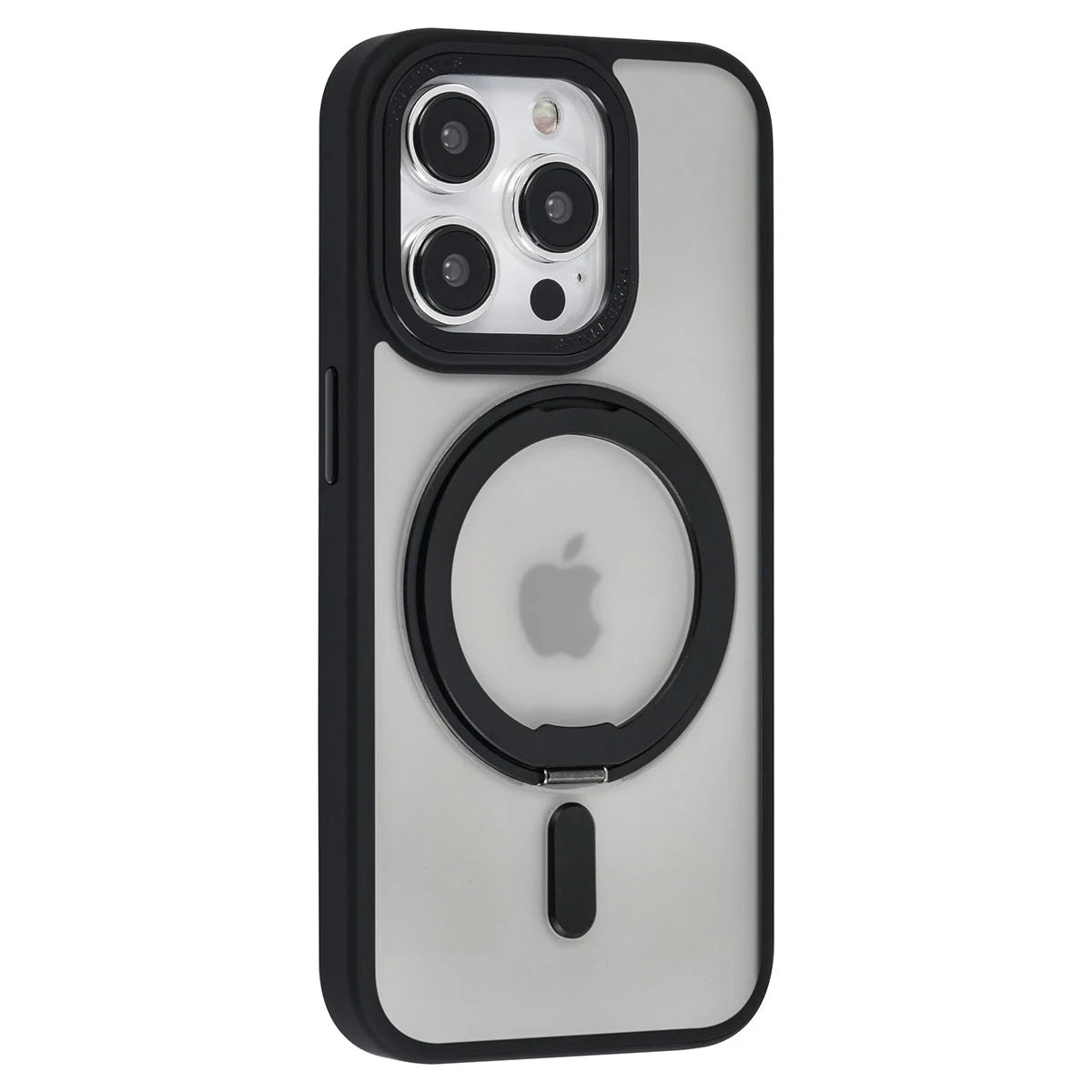 Tuniq iPhone 15 Pro - Σκληρή MagSafe Θήκη με Περιστρεφόμενο Δαχτυλίδι Συγκράτησης - Ημιδιαφανή / Μαύρη